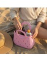 Mini EVA Beach Bag for Women - Cute Waterproof Rubber Tote Handbag for Vacation, Pool & Shower - Washable Mini Handbag for Sunscreen, Phone & Keys (Baby Pink)(8 Inch) 